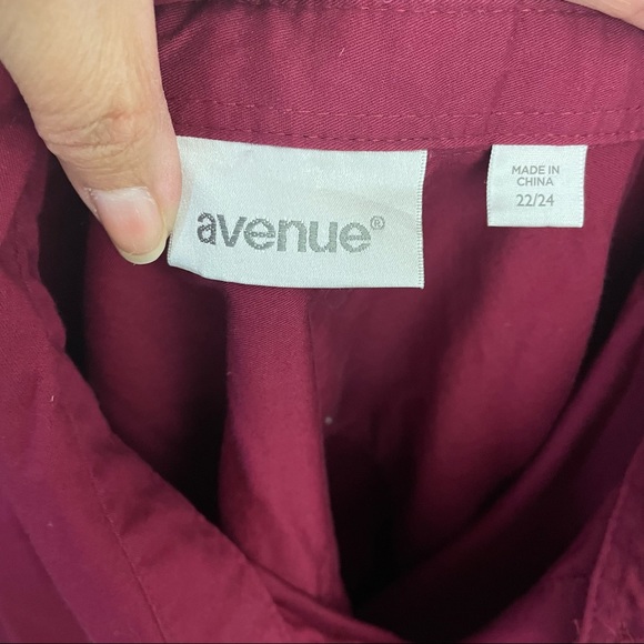 Chico’s Top Blouse Women Size 22/24 Button Up Non-Iron Wine Color Tunic Plus - Picture 10 of 11